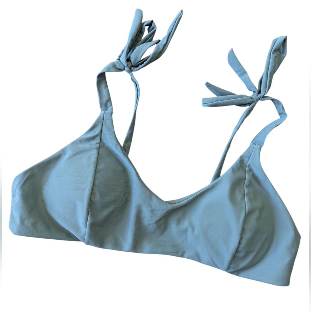 Sage Green Bikini Top With Tied Straps.